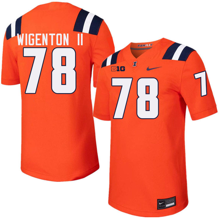 Men #78 Kevin Wigenton II Illinois Fighting Illini College Football Jerseys Stitched-Orange